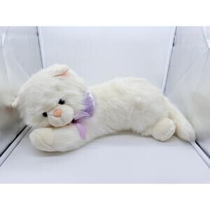 Vintage Animal Alley Kitty Cat Plush Toy 20" Purple Ribbon Pink Ears